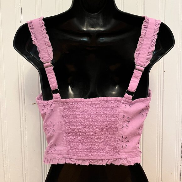 Urban Outfitters Lavender Layla Eyelet Corset Crop Top, Size Small - Picture 8 of 15